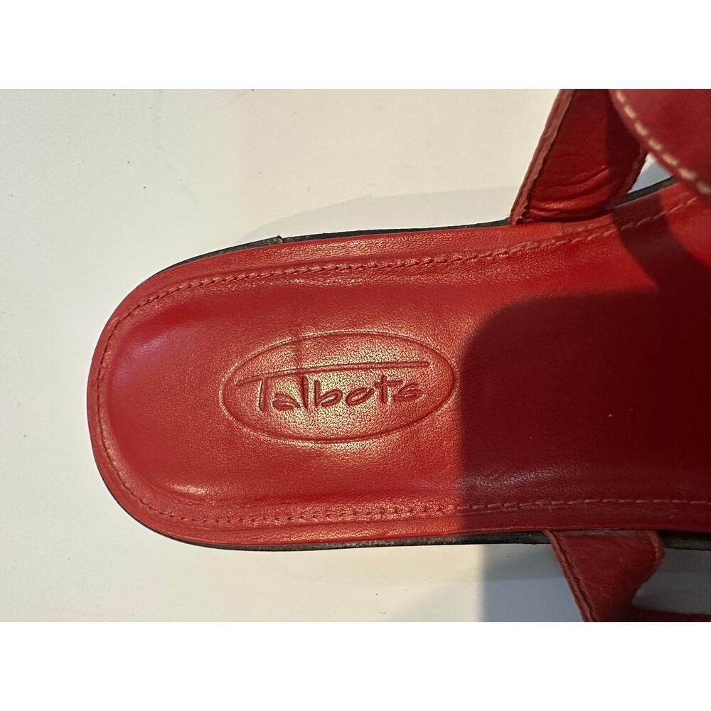 Talbots Leather T-Strap Flat Sandals Women’s 8.5B Red Classic Comfort Sandals - Picture 10 of 12